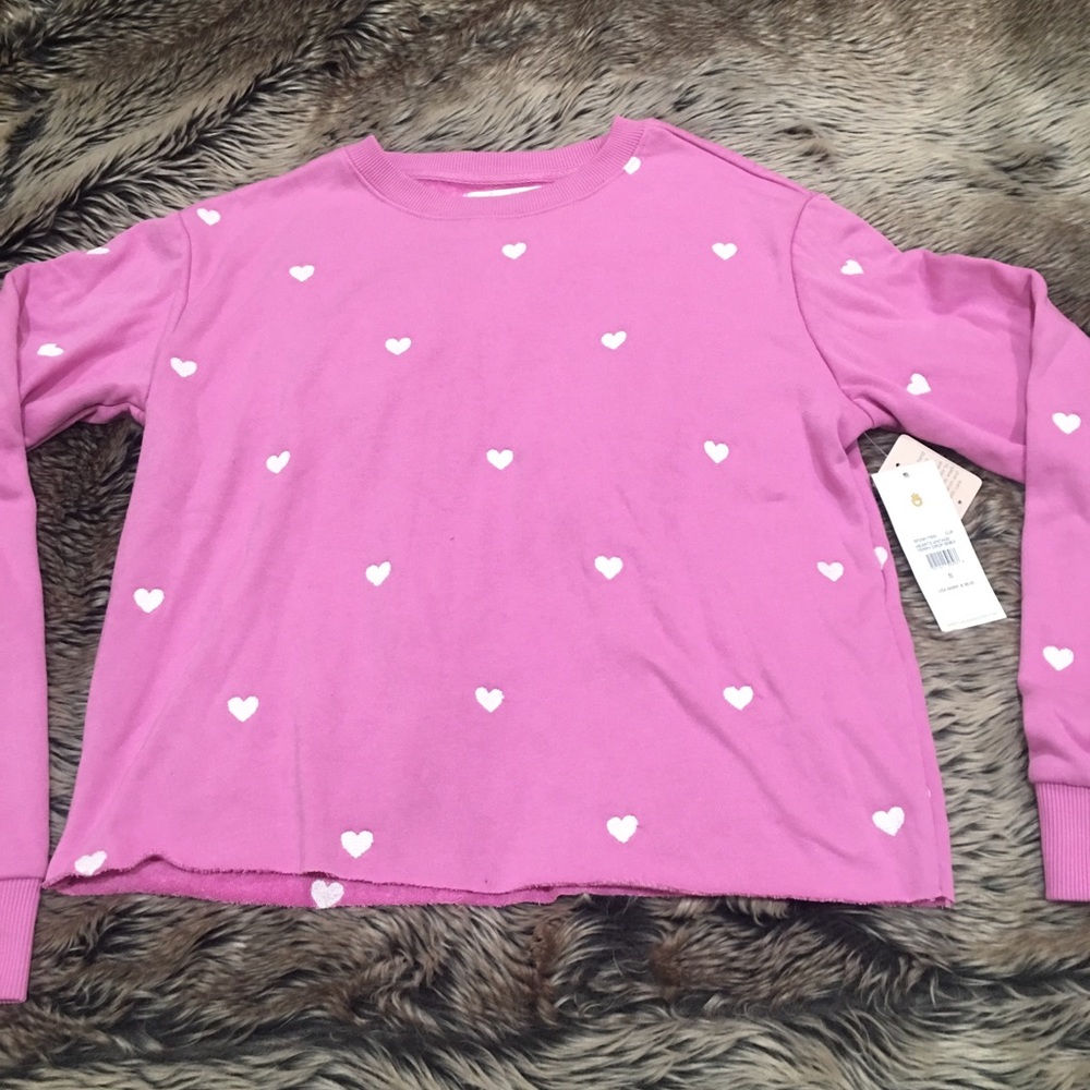 Spiritual Gangster Hearts Vintage Terry Crop Sweatshirt Color:Cupid Size S